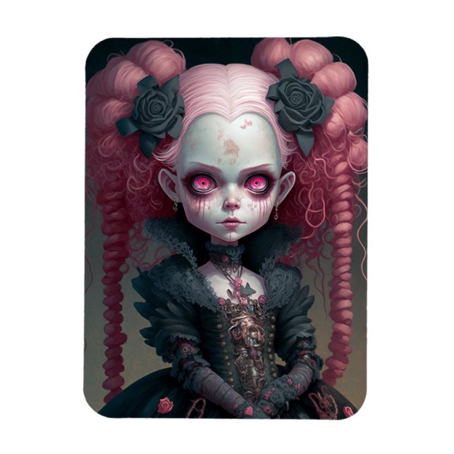 Goth Girl Black Creepy Cute Magnet (Vertikal)