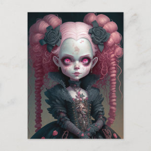 Goth Girl Black Creepy Cute Vykort