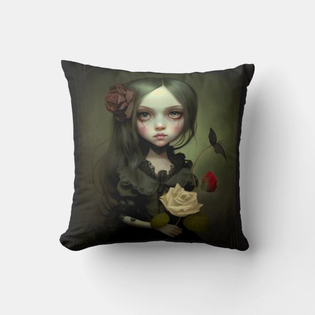 GOTH GIRL CUTE BLACK DEKORATIV KUDDE (Framsida)