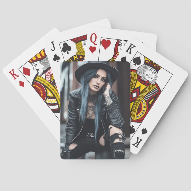 Goth Girl in Deep Think Casinokort (Baksidan)