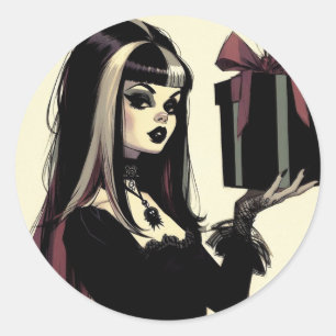Goth Girl Kuslig Gothic Jul Runt Klistermärke
