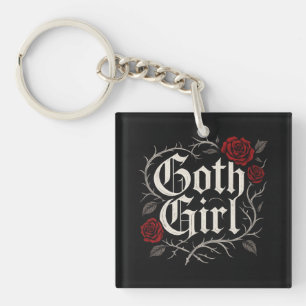 Goth Girl Röd ros Thorns Typography Blommigt gotii