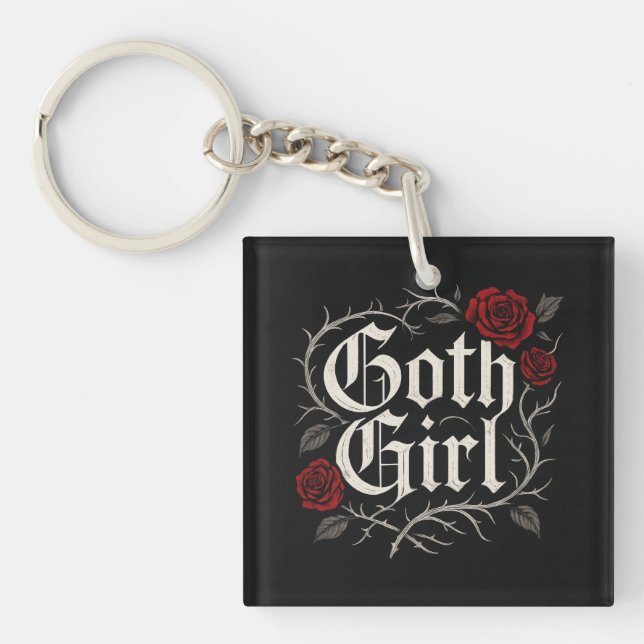 Goth Girl Röd ros Thorns Typography Blommigt gotii (Framsidan)