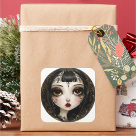 Goth Girl Stickers Fyrkantigt Klistermärke
