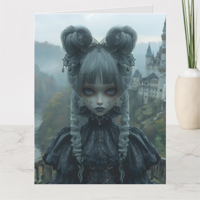 Goth Girl Strange Birthday Greeting Card Kort (Framsida)