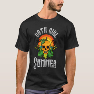 Goth Girl Summer Aesthetic Gothic Orange Skull Dar T Shirt