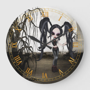 Goth Girl Wall Clock Stor Klocka