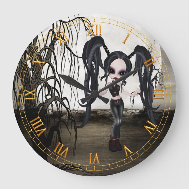 Goth Girl Wall Clock Stor Klocka (Framsida)