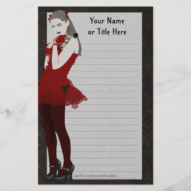 Goth Girly Stationery Brevpapper (Framsida)