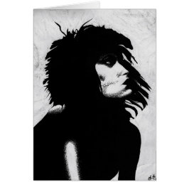 Goth Goddess Woman Porträtt Iconic Mode Art Hälsningskort