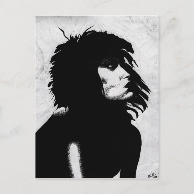 Goth Goddess Woman Porträtt Iconic Mode Art Vykort (Framsida)