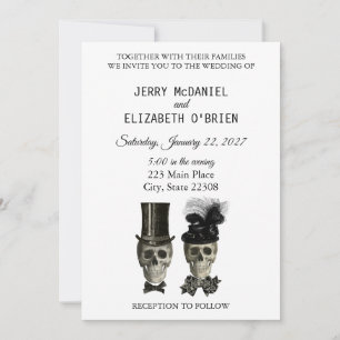 Goth Gothic Bride Groom Döskallars bröllopsinbjuda Inbjudningar