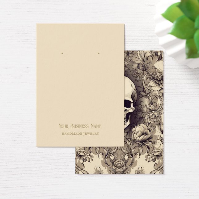 Goth Gothic Döskallars Flowers Earring Visning Car Visitkort (Skivbord)