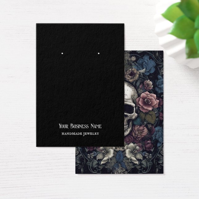 Goth Gothic Döskallars Flowers Earring Visning Car Visitkort (Skivbord)