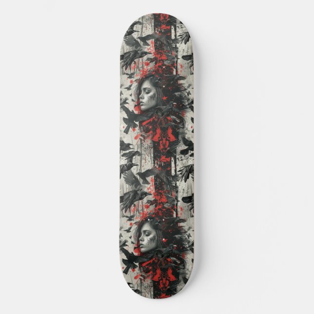 Goth Gothic Girl och Ravens Macabre Skateboard (Framsida)