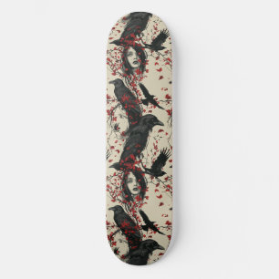 Goth Gothic Girl och Ravens Macabre Skateboard