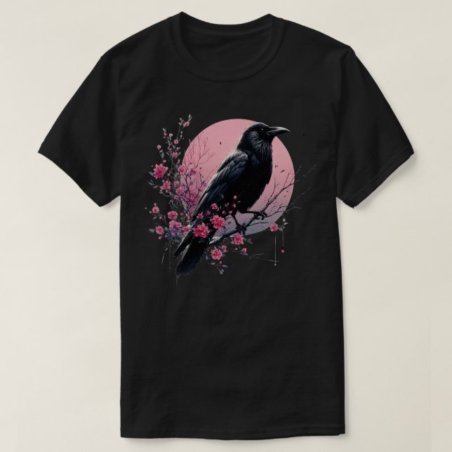 Goth Gothic Mörk Spooky Raven Kråka Witchy Träd Pu T Shirt (Design framsida)