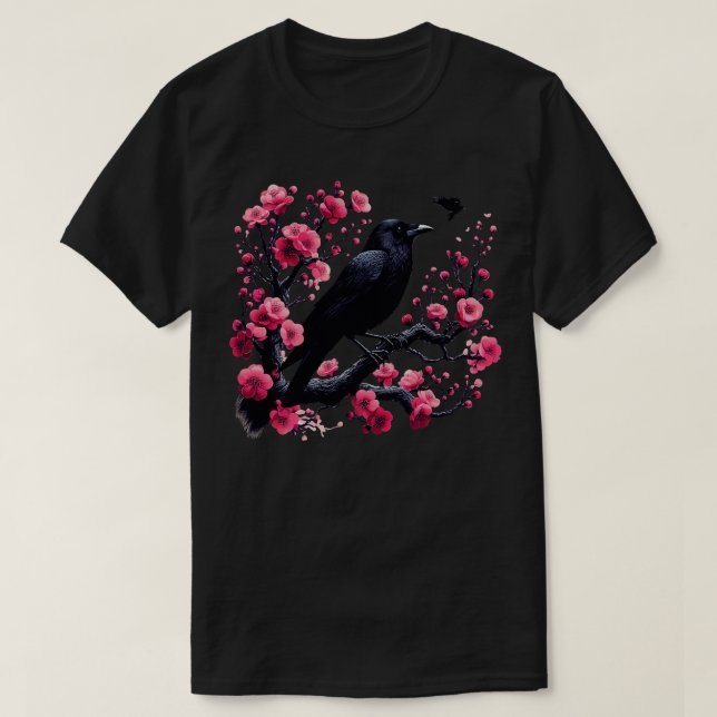Goth Gothic Mörk Spooky Raven Kråka Witchy Träd Pu T Shirt (Design framsida)
