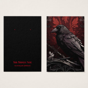 Goth Gothic Raven Kråka Bird Earring Visning Card Visitkort