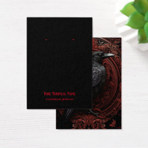 Goth Gothic Raven Kråka Bird Earring Visning Card Visitkort