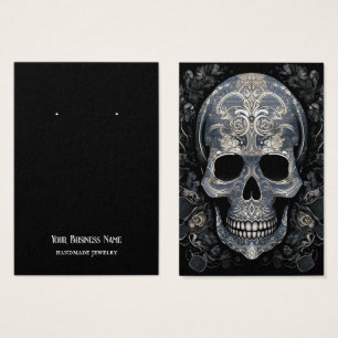 Goth Gothic Skull Earring Visning Card Visitkort