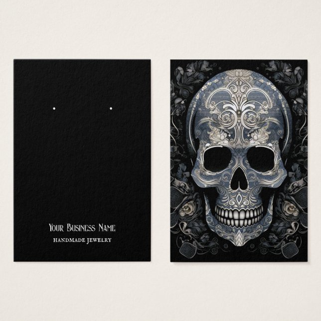Goth Gothic Skull Earring Visning Card Visitkort (Framsida & baksida)