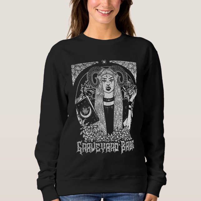 Goth Gothic Witchcraft Occult Graveyard Babe Tarot T Shirt (Framsida)
