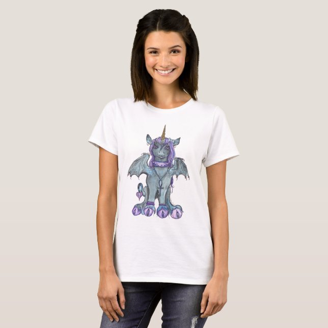Goth gotisk mörk Unicorn UNIQUE-CORN Tröja (Hel framsida)