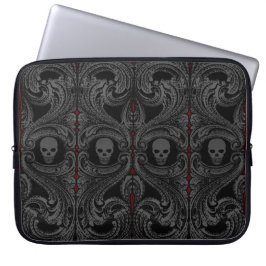 Goth Grått Ornament med Skull Laptop Fodral