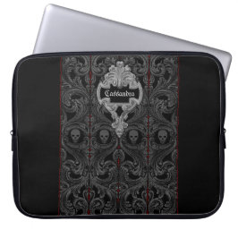 Goth Grått Ornament med Skull-Personlig Laptop Fodral