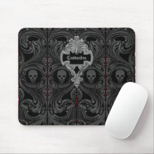 Goth Grått Ornament med Skull-Personlig Musmatta