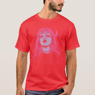Goth Grunge Demon Anime Flicka Waifu Skräck Alt Ro T Shirt