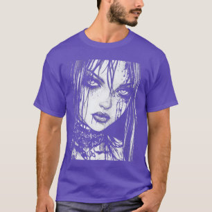 Goth Grunge Flicka Waifu Demon Anime Skräck Alt Es T Shirt