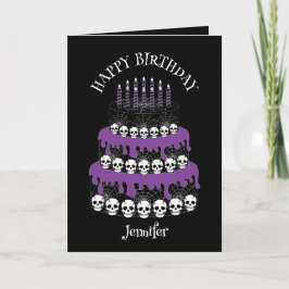 Goth Grunge Skulls Cake Happy Birthday Kort