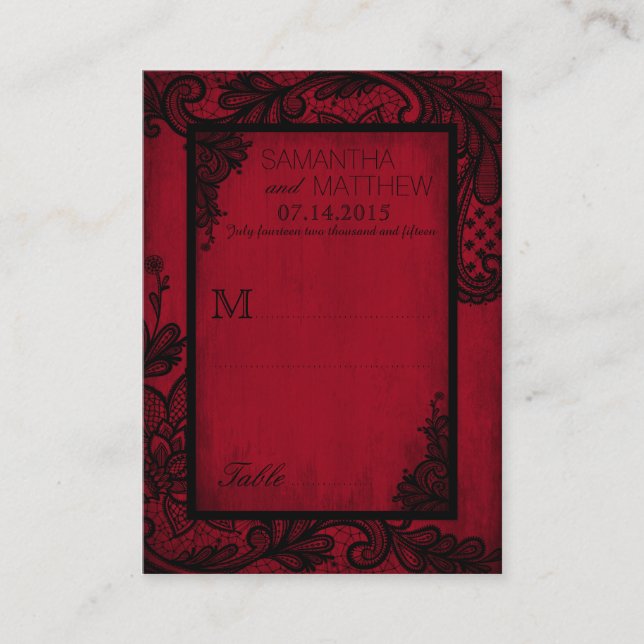 Goth Grunge Snöre Bröllop Place Cards Placeringskort (Framsida)