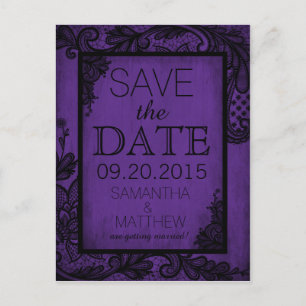 Goth Grunge Spets Save the Date Meddelande Vykort