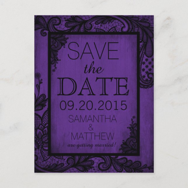 Goth Grunge Spets Save the Date Meddelande Vykort (Framsida)
