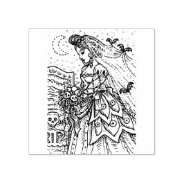 GOTH HALLOWEEN BRIDE, FLADDERMUS VEIL, BOUQUET OF  STÄMPEL