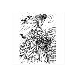 GOTH HALLOWEEN BRIDE, FLADDERMUS VEIL, BOUQUET OF STÄMPEL