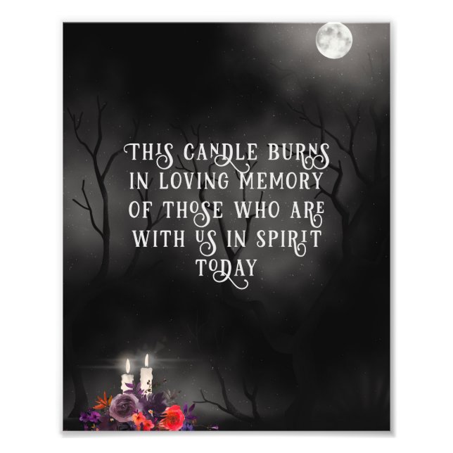 Goth Halloween Bröllop Memorial Candle-tecken Fototryck (Framsidan)
