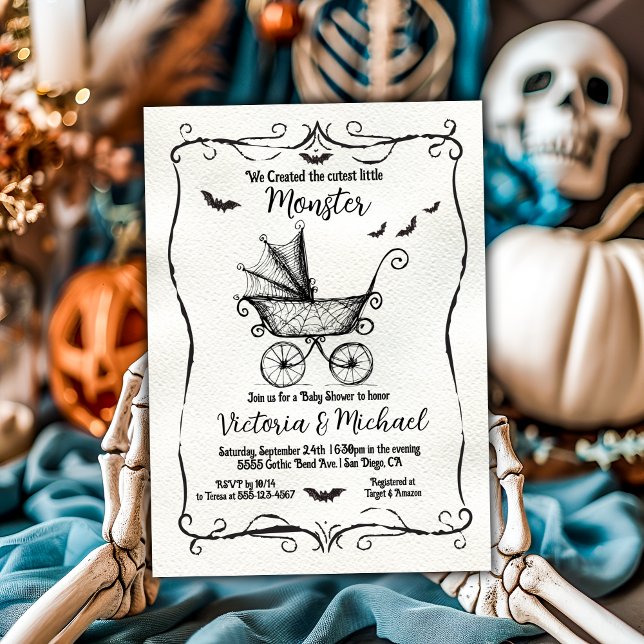 Goth Halloween Carriage Baby Shower Inbjudningar (Skapare uppladdad)
