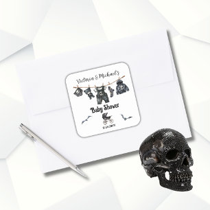 Goth Halloween Clothesline Baby Shower Fyrkantigt Klistermärke