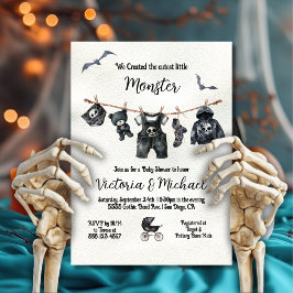 Goth Halloween Clothesline Baby Shower Inbjudningar