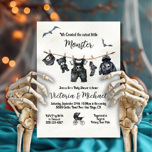 Goth Halloween Clothesline Baby Shower Inbjudningar