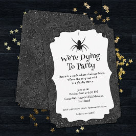 Goth Halloween fest Glossy Black Blommigt Inbjudningar