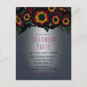 Goth halloween fest inbjuds med fladdermus och blo vykort