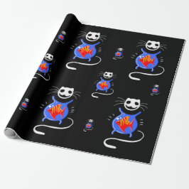 Goth Halloween Funny Cat Gift Wrap på en roll Presentpapper