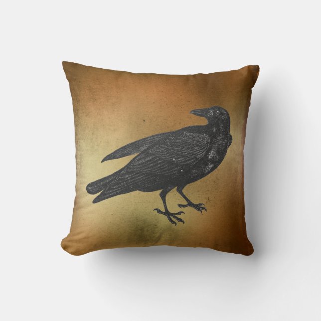 Goth Halloween Raven Black Bird Kudde (Framsida)