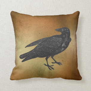 Goth Halloween Raven Black Bird Kudde