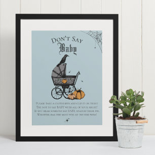 Goth Halloween säger inte Baby blue Shower Game Poster
